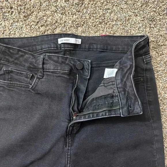 NINEWEST HIGH WAIST BOOT CUT BLACK GRAY JEANS SPLIT ANKLE STRETCH - Picture 14 of 15